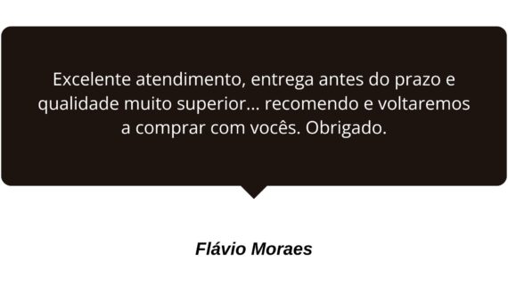 Excelente atendimento, entrega antes do prazo e qualidade muito superior... recomendo e voltaremos a comprar com vocês. Obrigado.
